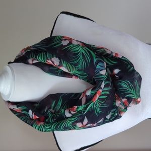 Old Navy Printed Infinity Tropical Twist Floral Scarf O/S Orange Green